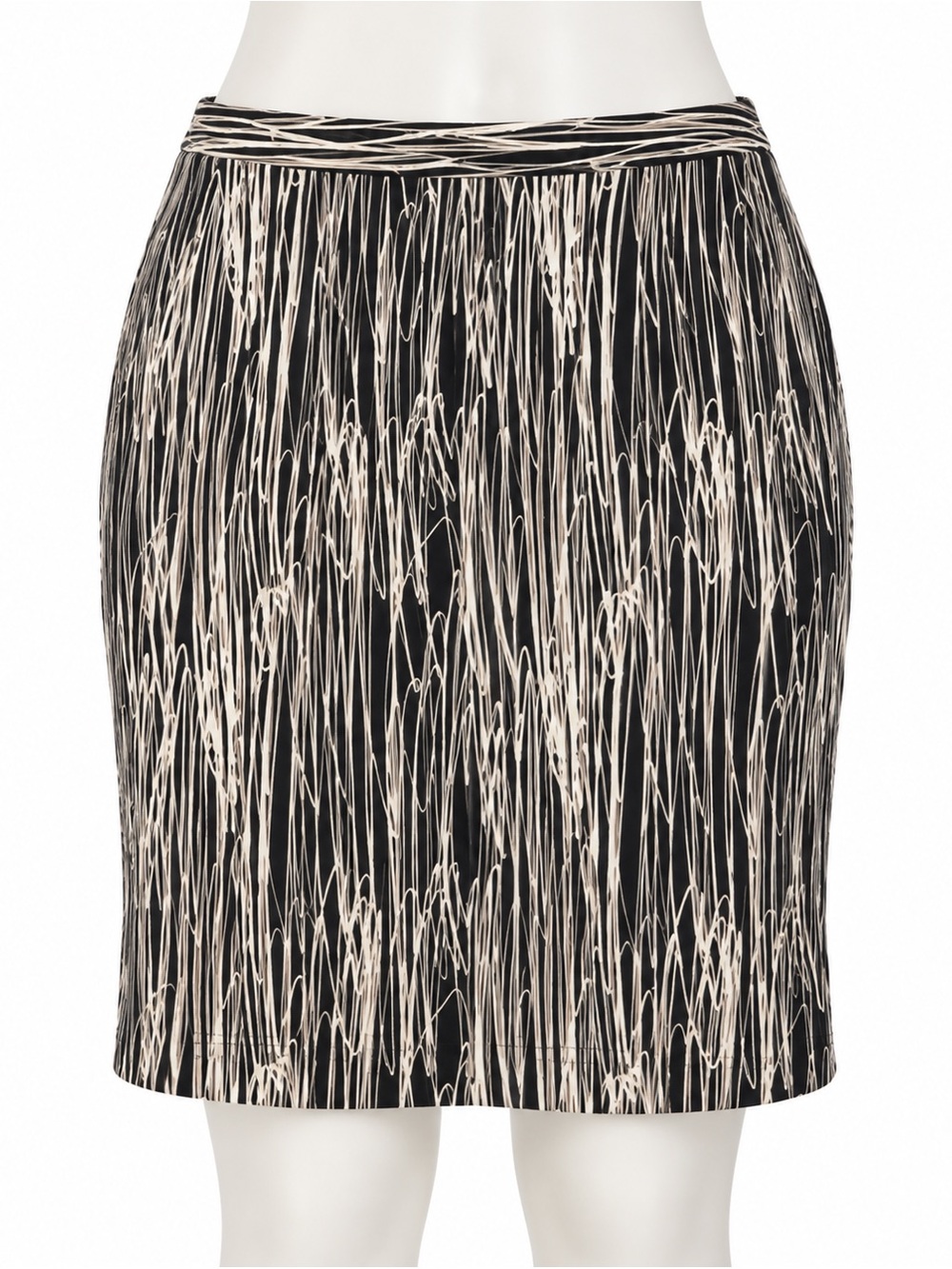 Worthington Black Pencil Skirt with white Scribble Print